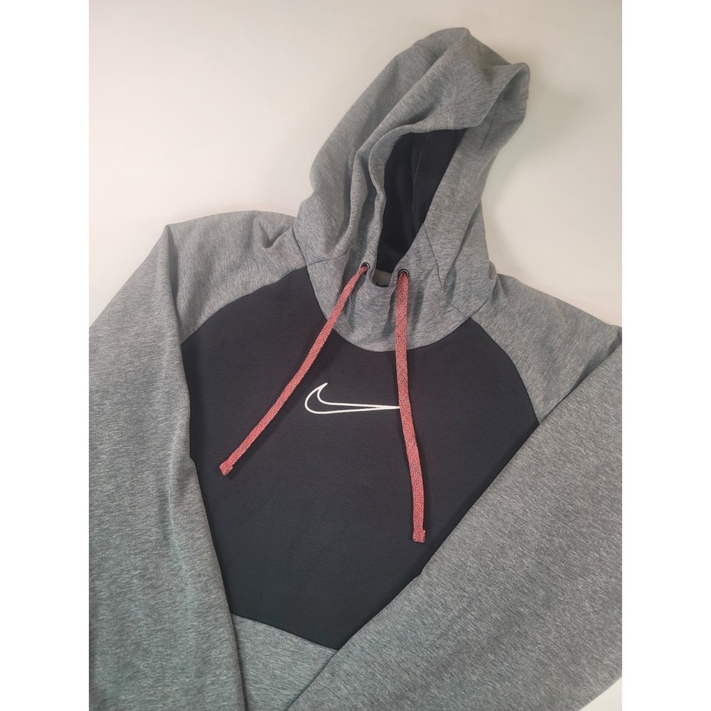 Nike Therma-FIT Pullover Hoodie Gray Black Swoosh Men's Large